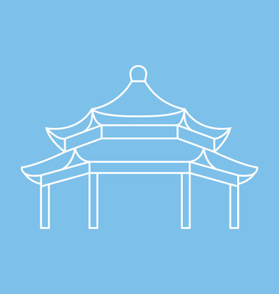 颐和园，北京彩线插画