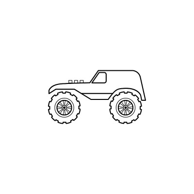 大脚车插图。移动概念和web应用的极限竞赛元素。细线大脚车插图可以用于web和移动。溢价图标