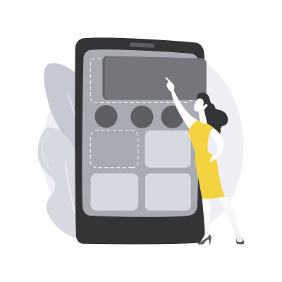 Web应用程序设计抽象概念矢量插图。