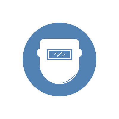Metal welder helmet icon. Flat metal welder helmet