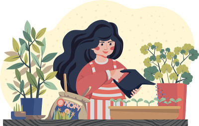 girl watering seedlings