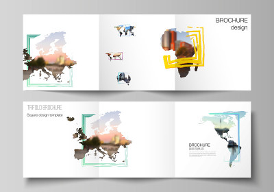 Vector layout of square format cover templates for