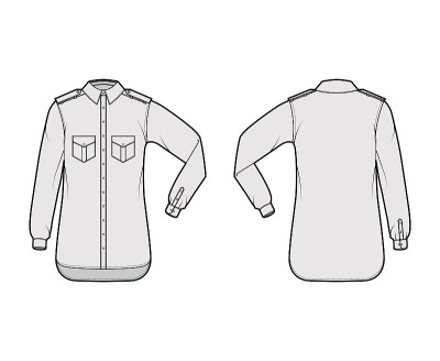 Shirt epaulette technical fashion illustration wit