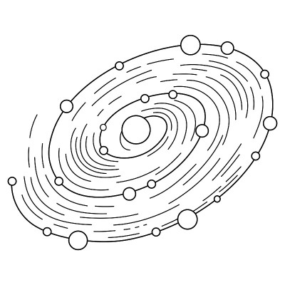 土星行星与环连续线绘图
