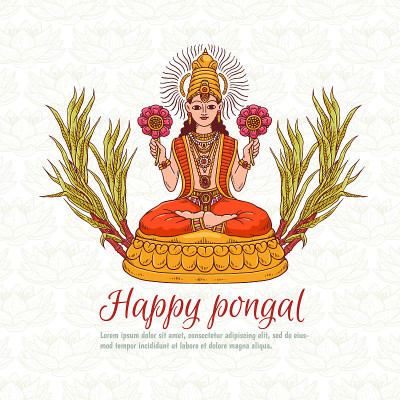 矢量贺卡为印度国家传统节日pongal。