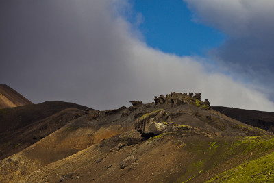 冰岛Landmannalaugar公园的日落景观