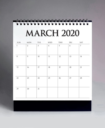 简单的台历2020年3月