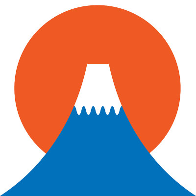 富士山的插图与阳光