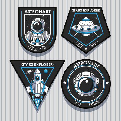 Set of Space explorer patches emblems design