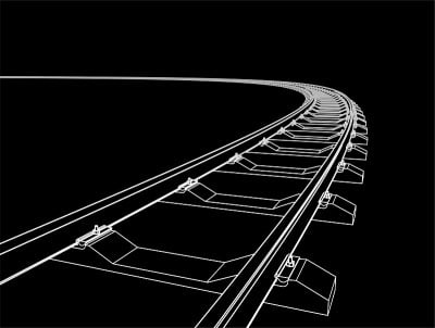 铁路继续前进。3d矢量插图上的黑色