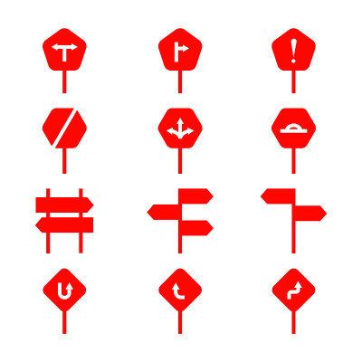 Road sign icons set - Vector - Glyph icon