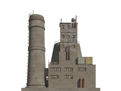 工业建筑的未来概念孤立在白色背景的3d插图