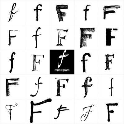 字母F.一套手写时尚的字母。