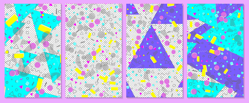 Set of Abstract pattern. Pop art color background.