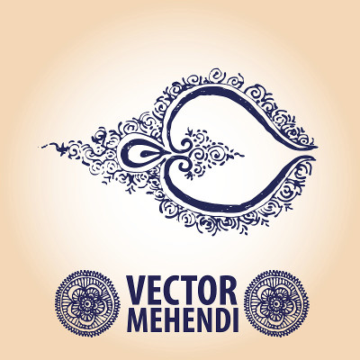 复古饰品mehendi，指甲花纹身