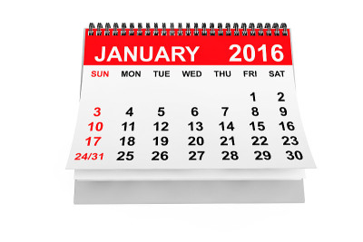 2016年1月日历