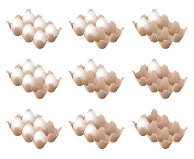 Flat isometric illustration of half a dozen eggs c