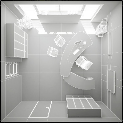 现代办公室的3D室内效果图