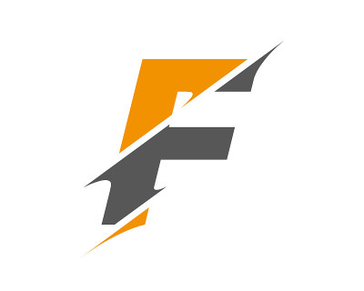 F切片字母标识。现代的F字母标志与斜线概念。首字母字母F设计矢量标志。