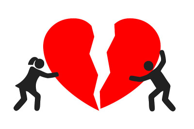 Broken heart connect a couple - vector