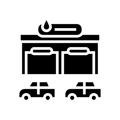 建筑洗车服务字形图标矢量插图