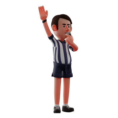 裁判3D卡通插图吹哨
