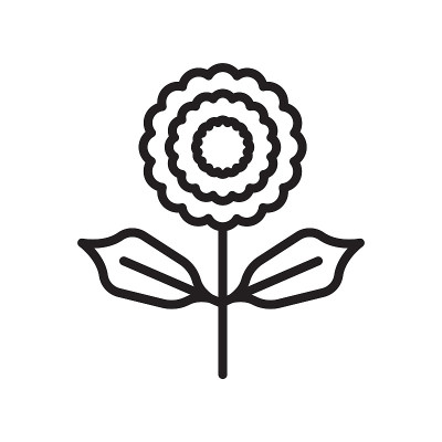 牡丹图标矢量标志和标志孤立在白色背景上，牡丹标志概念