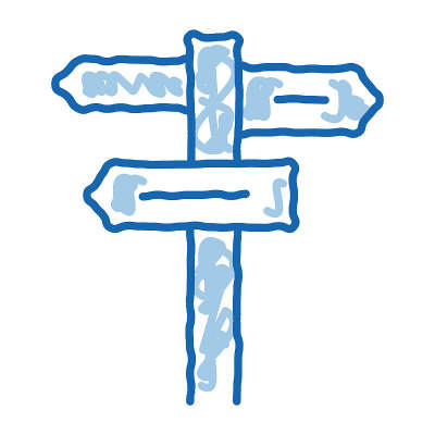 方向板路标涂鸦图标手绘插图