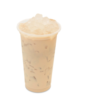 冰茶、牛奶、芦荟在外带杯上呈白色
