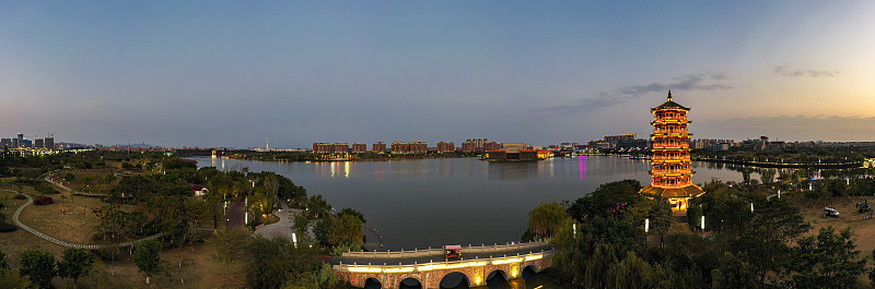 中国广东省东莞市华阳湖湿地公园航拍照片