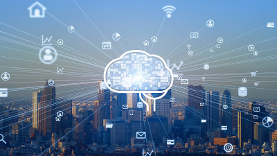 AI(人工智能)概念。通信网络。