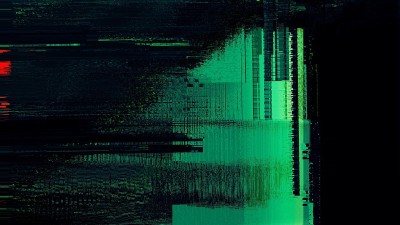 绿红HUD网络故障横幅背景与加密货币和NFT编码概念
