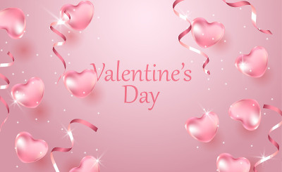 Happy Valentine's day gift card illustration. real