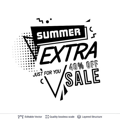Summer ad sale text in pop-art style.