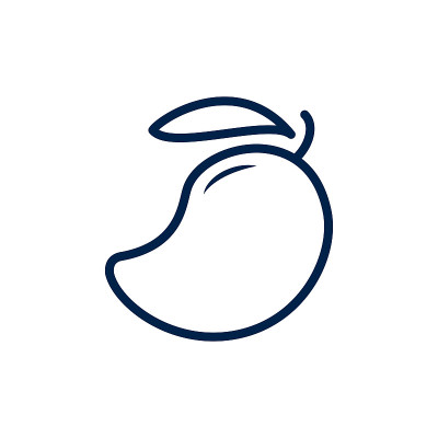 芒果图标logo模板孤立在白色背景上。