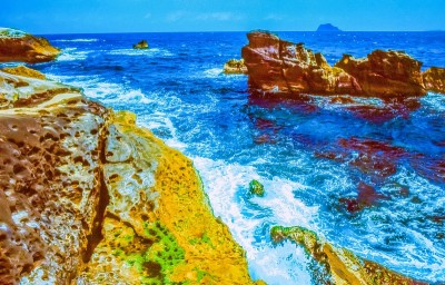 台湾海岸独特的岩层，野柳地质公园