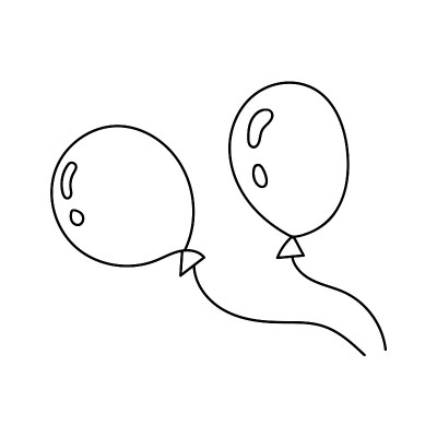 手绘气球草图，涂鸦风格。用墨水、钢笔、马克笔画画。