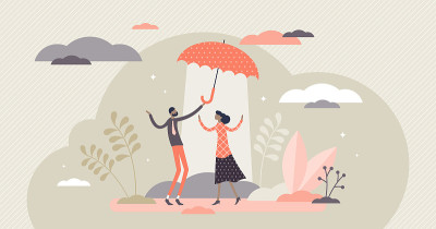 无私的矢量插图。协助支持扁平小人的概念