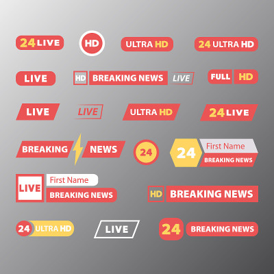 Set of TV news bars.