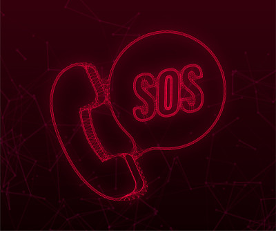 SOS紧急电话。911打电话。呼救声。向量股票插图