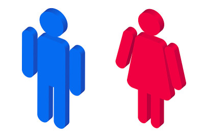 男人和女人的图标是等距的