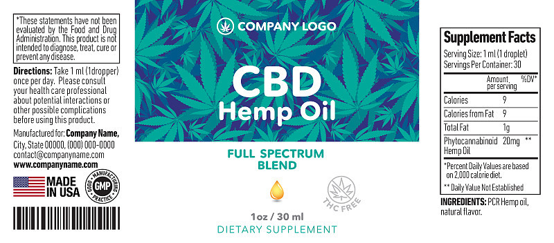 CBD油瓶标签模板设计