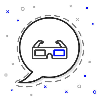 线3D电影眼镜图标孤立在白色背景。色彩斑斓的轮廓的概念。矢量图