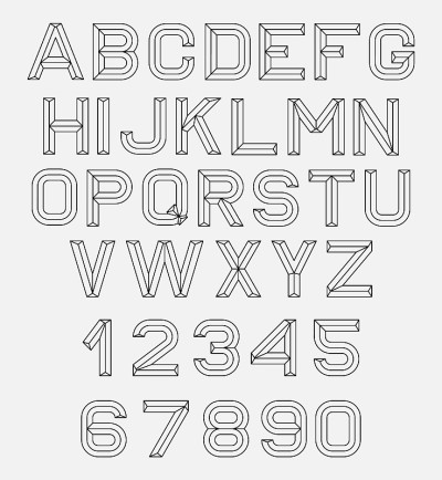 向量线性字体。80年代复古字母表字体。矢量图10