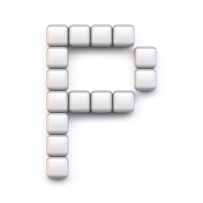 白色立方体，像素字体字母p3d