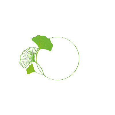 Green ginkgo leaves frame illustration