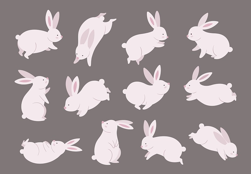Mid autumn bunny. Chinese festival, rabbit modern 