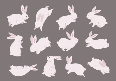 Mid autumn bunny. Chinese festival, rabbit modern 