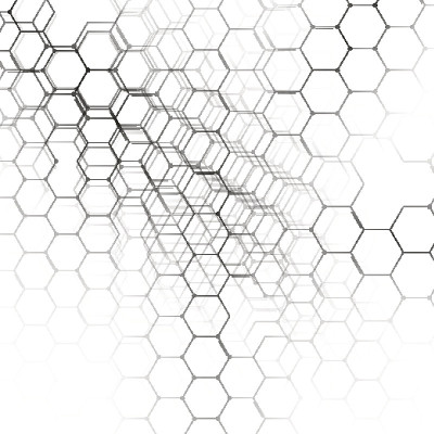 化学三维图案，白色六角形分子结构，科学医学