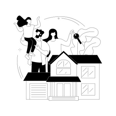 家庭住宅抽象概念矢量插图。